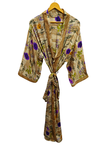 Wrap Dress Indian Tunic Sari Robe Bridal Gown Maternity Gown Gift Robe <b>Beach</b> Party Wear Indian Printed Silk Sari <b>Kimono</b>, - Product Image 2