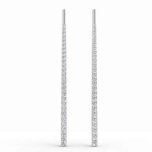 IGI Certified Lab Grown Diamond Bar <b>Drop</b> Earrings 14K Yellow / White & Rose Gold Minimalist Linear Earrings for Women - Product Image 5