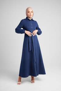 Robe de bal Abaya d'hiver en denim modeste sur mesure aux États-Unis, silhouette avec taille naturelle, design élégant, super prix de gros - Product Image 6
