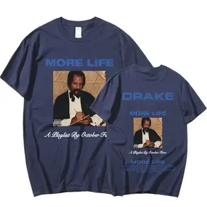 Camiseta Gráfica de Drake, del Álbum 'More Life', Estilo Vintage, Tejido Transpirable para Verano, Decoración con Cierre y Logotipo - Product Image 5