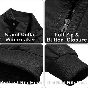 Veste coupe-vent personnalisée pour hommes, coupe-vent 100% en nylon, avec col montant et fermeture éclair quart logo sur le devant - Product Image 4