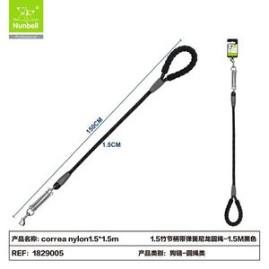 CORREA NYLON Round Dog <b>Leash</b> with Handle and Metal Chain Comfortable Nylon <b>Pet</b> <b>Leash</b> - Product Image 1