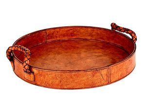 Plateau de service en cuir de qualité supérieure le plus vendu de forme ronde avec poignées intégrées Accessoires de cuisine pour la maison et l'hôtel - Product Image 5