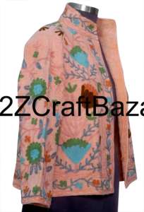 Veste bomber en coton Suzani tricotée à la main pour femmes, hiver, ethnique, bohème, broderie de qualité d'exportation indienne, vente en gros - Product Image 4