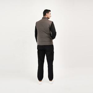 Gilet matelassé en toile à bordure en fourrure, sans manches, chaud pour l'hiver, imperméable, fermeture éclair, prix bas, vente en gros - Product Image 2