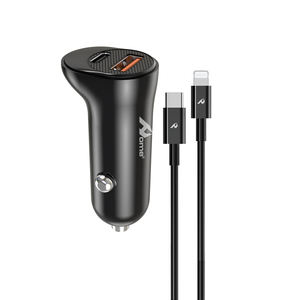 Cargador de coche de 20W PD/QC Tipo-C con cable USB, IP, color negro, para el control de la calidad - Product Image 2