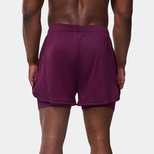 Pantalones cortos atléticos de doble capa personalizados para hombre, ropa deportiva de patrón sólido para rendimiento en el gimnasio, correr y tenis, pantalones cortos de gimnasio para hombre - Product Image 5