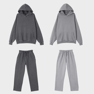 Ensemble de vêtements de sport à capuche haut de gamme 100% coton pour hommes, survêtement unisexe 2 pièces ample et respirant avec logo personnalisé pour la saison d'hiver - Product Image 6