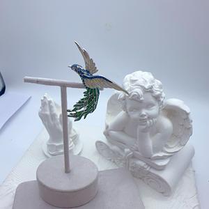 Broche Phénix en Argent Sterling 925, Émail Bleu-Vert Dégradé et Pavé de Zirconium Cubique, Bijou <span class=keywords><strong>Oriental</strong></span> Mythique et Imposant - Product Image 2