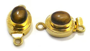 Broche de caja de piedras preciosas de ojo de tigre ovalado chapado en oro de 18 quilates, 1 hebra y 2 hebras, 23X11X10MM, para hacer joyas, para hacer joyas - Product Image 3