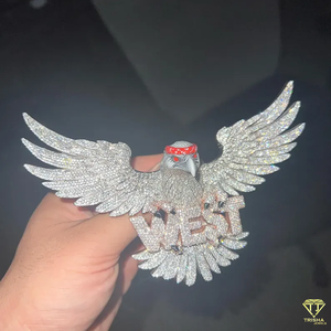 Pendentif Rêve Fait Main Personnalisé Lettre Hibou Volant en Argent Sterling 925 West VVS Lab Grown Diamond Rhodium Gold Hip-hop pour Fêtes - Product Image 5