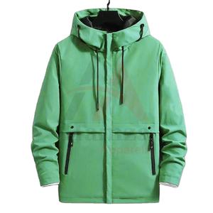 Blouson d'automne pour hommes en coton 220 GSM col mandarin couleur unie design manches longues imperméable écologique avant coupe-vent - Product Image 1