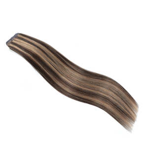 ต่อผมเรมี่แบบเส้นตรง 8 นิ้ว สีน้ำตาลเข้มผสมสีบลอนด์ธรรมชาติ - Product Image 1