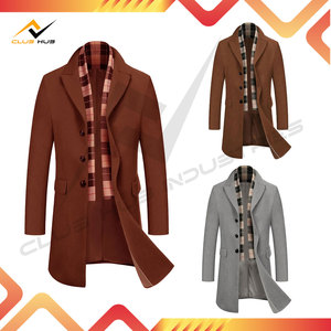 Manteau long à carreaux de haute qualité pour homme, coupe ajustée, coupe-vent, simple boutonnage, méthode de tissage, 100 % polyester 3D - Product Image 2