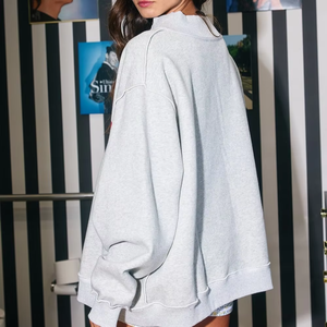 Logo personnalisé pour femmes col montant hiver/automne sweat-shirt en polaire-pull à manches longues surdimensionné Caractéristiques écologiques Service OEM - Product Image 2