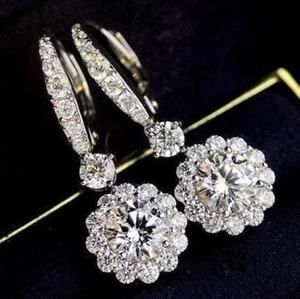 Flower Shape White Round Moissanite <b>Diamond</b> Drop Earrings Making For <b>Jewelry</b> <b>Other</b> <b>Diamond</b> Flower Shape Earring - Product Image 1