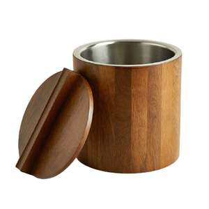 Seau à glace en bois refroidisseur de bouteille de vin utiliser logo personnalisé en forme d'hexagone seau à glace en bois - Product Image 4