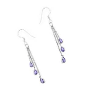 ทำด้วยมือเงิน925เครื่องประดับงานแต่งงานต่างหูอเมทิสต์ธรรมชาติแท้น้ำหนักเบาสีม่วงทันสมัยสง่างาม - Product Image 1