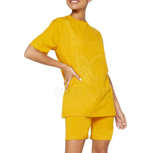 Ensemble deux pièces pour femmes Ensemble d'été T-shirt et short avec tissu en coton Ensemble short pour femmes - Product Image 3