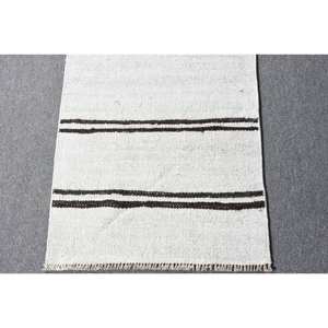 Tapis Turc Vintage Moderne 18x94ft Blanc et Marron Tapis en Laine Tissée à Plat avec Support en Latex pour Décorations de Salon - Product Image 4