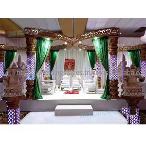 Mariage hindou spirale or sculpté Mandap fabricant DST exportations prix abordable fibre légère Mandaps configuration décor malaisie - Product Image 3