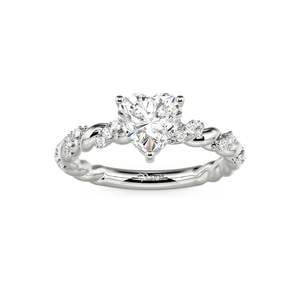 Jeulia <b>Oval</b> Cut Zircon Cluster <b>Engagement</b> <b>Ring</b> Sterling Silver Gold Plated Twist Design - Product Image 3