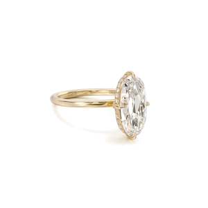 Opulent Elongated Oval Cut <b>Diamond</b> <b>Ring</b> Setting 3 Ct D-F VVS1-VS2 Lab Grown <b>Diamond</b> In 14K And 18K Yellow Gold Daily Wear Gift - Product Image 2