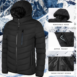 เสื้อโค้ทแจ็คเก็ตแบบมีฮู้ดสำหรับผู้ชาย, เสื้อโค้ทแบบหนาพิมพ์ลายแนวสตรีทไซส์ XL - Product Image 3