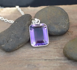 Bijoux pendentif en pierre de mode pour filles Améthyste Gemstone Pendentif en argent sterling 925 Cadeau de mariage parfait avec bijoux de timbre 925 - Product Image 2