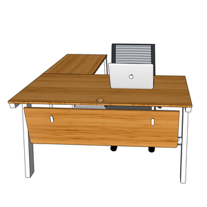 BFYB009-YBamboo 140x150cm L-Shaped Corner <b>Computer</b> <b>Desk</b> with Assembled Iron Legs - Product Image 2