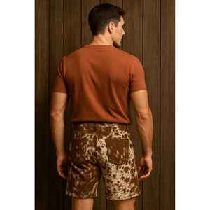 Shorts en cuir de vache pour homme faits à la main, coupe classique, taille élastique, pantalon en polyester à compression, logo brodé personnalisé, XXS - Product Image 1