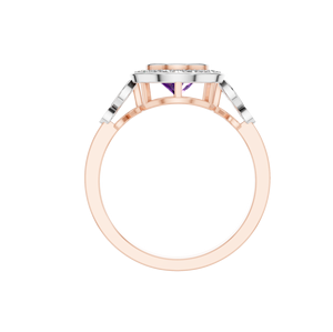 Elegante anillo de compromiso personalizado de Plata de Ley 925 Original Moissanite Halo sintético corte ovalado amatista 29-piedra chapada en rodio - Product Image 4