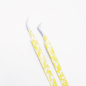 Pince à cils incurvée de haute qualité acier durable jaune et blanc enduit pince à cils en acier durable prix de gros - Product Image 4
