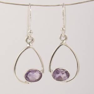 Pendientes de piedras preciosas de amatista 925 pendientes de piedra de plata de ley sólida para Niñas para mujeres pendientes de plata colgantes joyería - Product Image 3