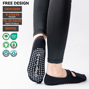 Calcetines de Yoga Antideslizantes de Algodón para Mujer, Calcetines Deportivos con Agarre para Pilates, Compresión, Antideslizantes, con Logotipo Personalizado - Product Image 1