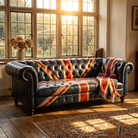 Sofá Chesterfield Premium de 3 Plazas con Tapicería de Cuero Genuino Moderno, Estructura de Madera, Detalles Refinados, Cómodo y Elegante para el Hogar
