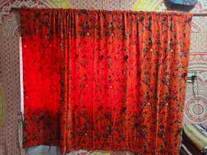 Terciopelo Coral naranja pájaro estampado lujo Boho cortina personalizable estilo Vintage cortinas de algodón para la decoración de la ventana del hogar - Product Image 3