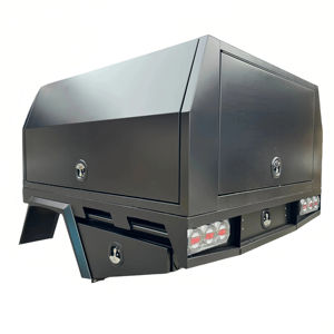 <span class=keywords><strong>Plateau</strong></span> Ute pour camionnette en alliage d'aluminium noir supérieur et boîte à outils de rangement pour auvent Boîte Ute extérieure étanche à la poussière - Product Image 1