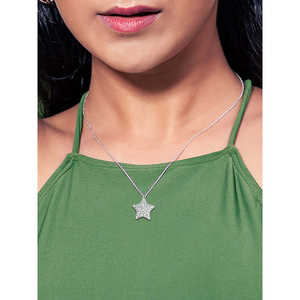 Collar con colgante fino de Plata de Ley 925, diseño de estrella, Diamante americano, chapado en rodio, piedra de circón de oro rosa, compromiso elegante - Product Image 3