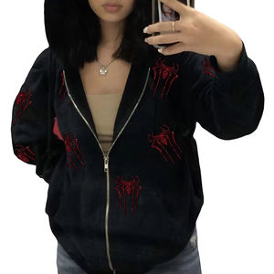 Fabricante personalizado hombres Boxy ácido lavado Rhinestone Puff estampado peso pesado francés Terry de gran tamaño polar Streetwear invierno ODM - Product Image 3