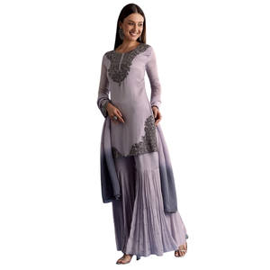 Lavanda Chinon con cuentas Kurta Set con Ombre Dupatta para recepciones de boda al por mayor ocasiones festivas fiestas nocturnas OEM - Product Image 1