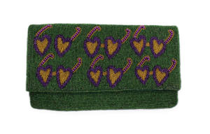 Pochette à main en perles faite à la main pour le Mardi Gras, design à carreaux abstrait, sac à main élégant pour femmes, idéal pour offrir en cadeau et pour les événements - Product Image 2