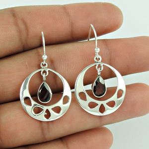 January Birthstone Natural Red Garnet 925 Sterling <b>Silver</b> <b>Drop</b> <b>Earrings</b> Women Accessories Fashionable Fine Jewelry OEM ODM - Product Image 1