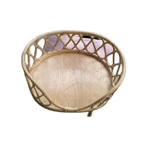 Best selling High Quality Natural Rattan Bed for Dog and Cat Hand Woven Comfortable Dog & Cat Bed Cute Bed Furniture Pet Basket