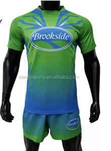 Conjuntos de camisetas de fútbol de malla de diseño personalizado de fábrica, uniforme de Rugby de fútbol americano Unisex, 100% poliéster, secado rápido, transpirable - Product Image 6