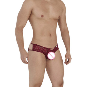 Cintura baja Micro Perspectiva Encaje Hombre Triángulo Cama Atractivo Bolso pequeño Hip Sexy Boys Ropa interior Pantalones planos finos - Product Image 3