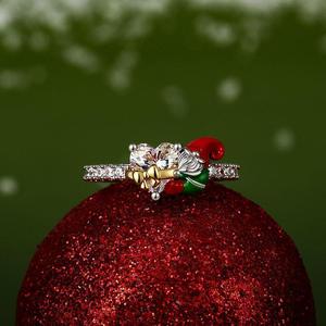 Jeulia Hug Me Gnome Heart Diamond <b>Ring</b> with Pave Band and Bowknot - Product Image 3