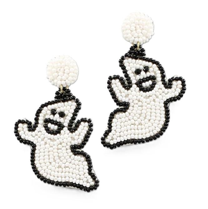 Boucles d'oreilles brodées de perles de graines pour fête d'Halloween personnalisées avec des perles Accessoires uniques pour femmes et dames - Product Image 1
