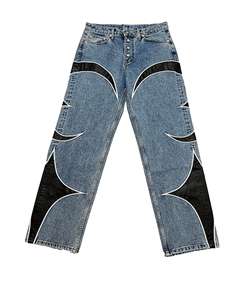 Jeans de Mezclilla de Algodón de Moda Casual con Logotipo Personalizado al por Mayor, Transpirables, de Cintura Media, Lavado Claro, Alta Calidad - Product Image 1