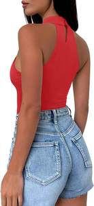 Women's Sexy <b>Cross</b> Halter Neck Crop <b>Tops</b> Trendy Sleeveless Y2K Nightout Clubwear Going Out <b>Tops</b> - Product Image 2
